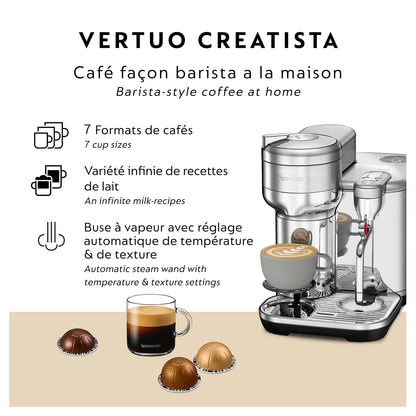 Nespresso Vertuo Creatista Coffee and Espresso Maker by Breville, Brushed Stainless Steel