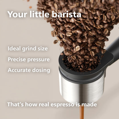 Philips Baristina Espresso Machine+Milk Frother Bundle. Real espresso. Compact coffee machine,portafilter, grinder, Cafe Crema. Dairy & Non-Dairy Milk foam. Hot & Cold. Easy Clean. White (BAR303/00)