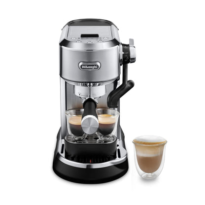 De'Longhi Dedica Maestro Plus Espresso Machine, Automatic Steam Wand, 3 Coffee Temp & Milk Foam Settings, 54oz Removable Tank, Easy-to-Clean Dishwasher-Safe Parts, Compact Stainless Steel Design