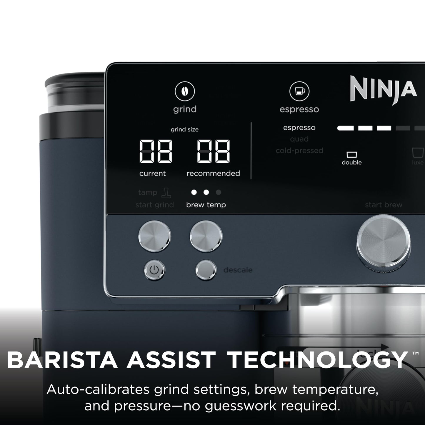 Ninja Luxe Café Premier 3-in-1 Espresso Machine, Drip Coffee, & Rapid Cold Brew | Built-in Coffee Grinder, Hands-Free Milk Frother, Assisted Tamper for Cappuccinos & Lattes | Stainless Steel | ES601