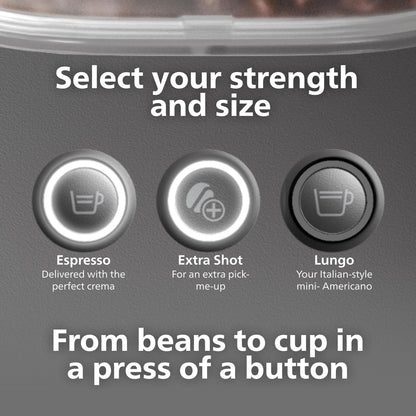 Philips Baristina Espresso Machine+Milk Frother Bundle. Real espresso. Compact coffee machine,portafilter, grinder, Cafe Crema. Dairy & Non-Dairy Milk foam. Hot & Cold. Easy Clean. White (BAR303/00)