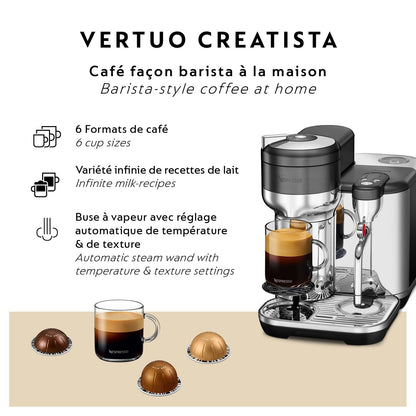 Nespresso Vertuo Creatista Coffee and Espresso Maker by Breville, Brushed Stainless Steel