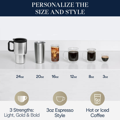 De'Longhi True Brew Drip Coffee Maker, Built in Grinder, Single Serve, 8 oz to 24 oz, Hot or Iced Coffee, Stainless, CAM51025MB