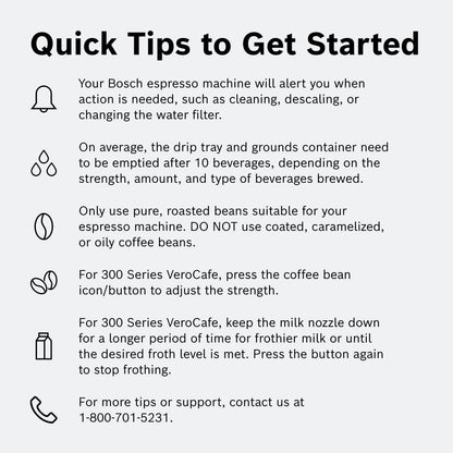 Bosch Fully Automatic Coffee and Espresso Machine - One-Touch Drinks, Barista Style, Double Cup Super Coffee Maker - Large Bean Capacity - Easy Clean, Maintenance - Black - TIU20307