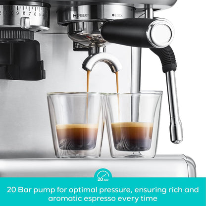 CASABREWS 5700Pro Espresso Machine with Grinder, Professional Coffee Maker with Milk Frother Steam Wand, Barista-Quality Cappuccino Latte Machine with LCD Display, Great for Coffee Enthusiasts