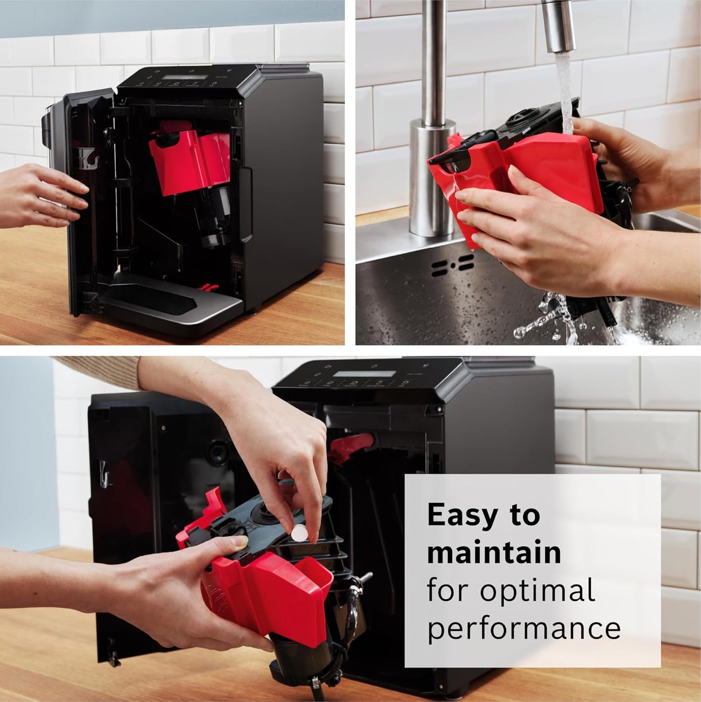 Bosch Fully Automatic Coffee and Espresso Machine - One-Touch Drinks, Barista Style, Double Cup Super Coffee Maker - Large Bean Capacity - Easy Clean, Maintenance - Black - TIU20307