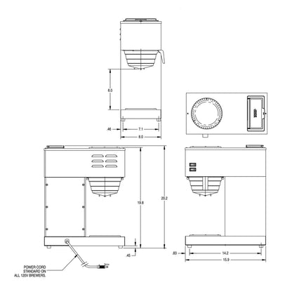 BUNN 33200.0015 VPR-2GD 12-Cup Pourover Commercial Coffee Brewer with Upper and Lower Warmers and Two Glass Decanters, Black, Stainless, Standard