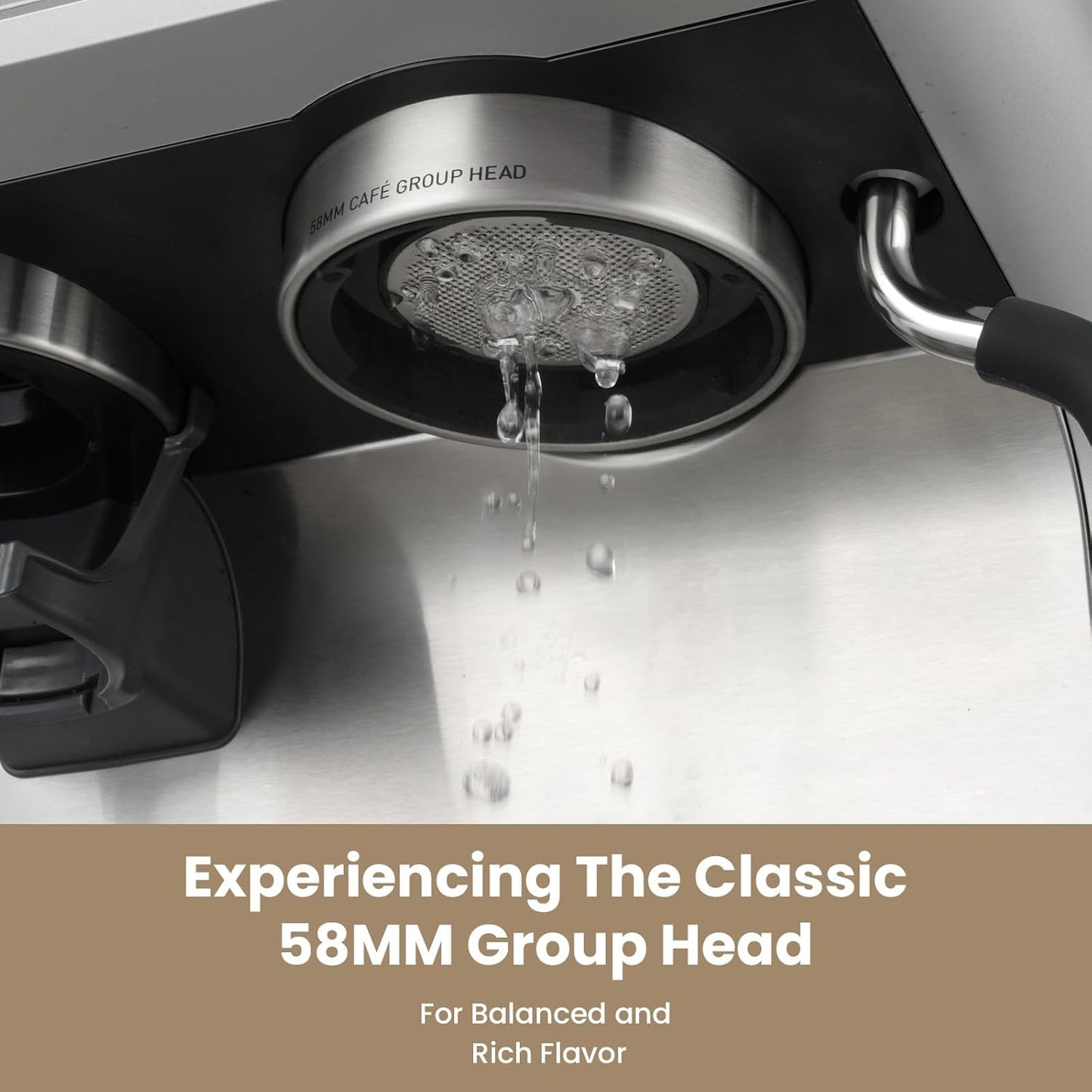 Gevi Dual Boiler Espresso Machine with Built-in Grinder, 58mm Commercial Portafilter, Barista Steam Wand, 31 Grind Settings, Stainless Steel, for Home Barista Use, Sterling Silver