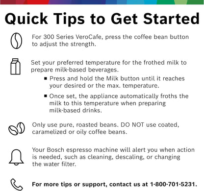 Bosch Fully Automatic Coffee and Espresso Machine - One-Touch Drinks, Barista Quality Super Coffee Maker - Touch Control Panel, Large Bean Capacity - Easy Clean, Maintenance - Black - TIU20109