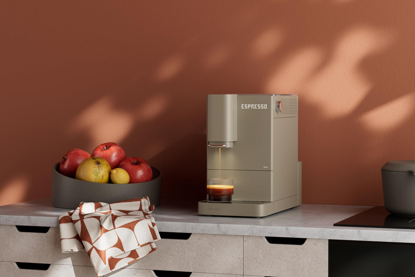 Terra Kaffe Demi Compact Fully Automatic Espresso Machine - Roaster-Approved Espresso Settings - Barista-Level Quality with Built-In Grinder - Coffee Machine - Slate