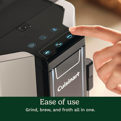 Cuisinart Espresso Bar Fully Automatic Espresso Machine, Makes Hot or Cold Cafe-Quality Cappuccino, Lattes, Americanos and Cold Extracted Espresso, Steam/Frothing Wand for Milk-Based Drinks, EM-550