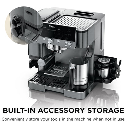 Ninja Luxe Café Premier 3-in-1 Espresso Machine, Drip Coffee, & Rapid Cold Brew | Built-in Coffee Grinder, Hands-Free Milk Frother, Assisted Tamper for Cappuccinos & Lattes | Stainless Steel | ES601