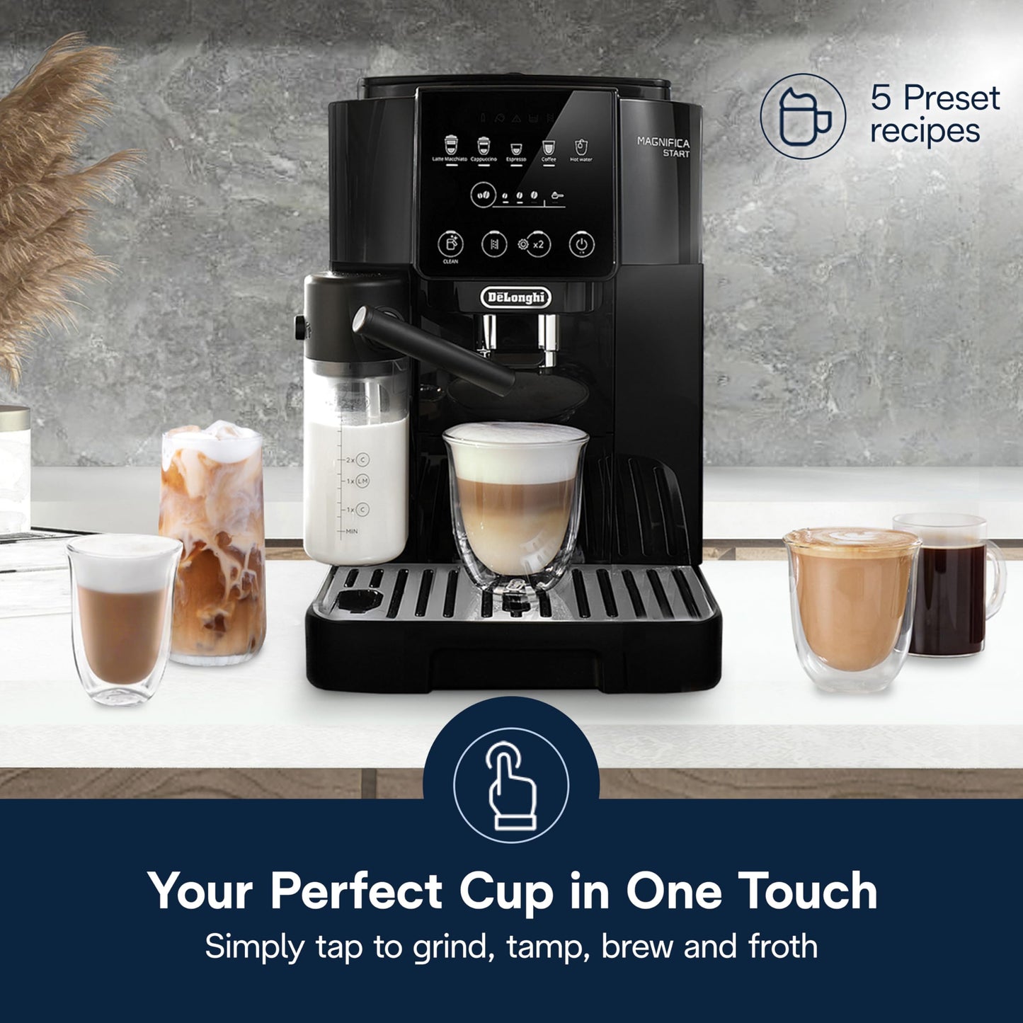 De'Longhi Magnifica Evo Automatic Espresso & Coffee Machine with Auto Milk Frother, Built-in Grinder & Auto-Clean Function - For Latte, Cappuccino, Americano, Iced Coffee, ECAM29084SB , Silver
