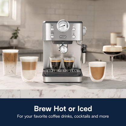 De'Longhi Dedica Maestro Plus Espresso Machine, Automatic Steam Wand, 3 Coffee Temp & Milk Foam Settings, 54oz Removable Tank, Easy-to-Clean Dishwasher-Safe Parts, Compact Stainless Steel Design