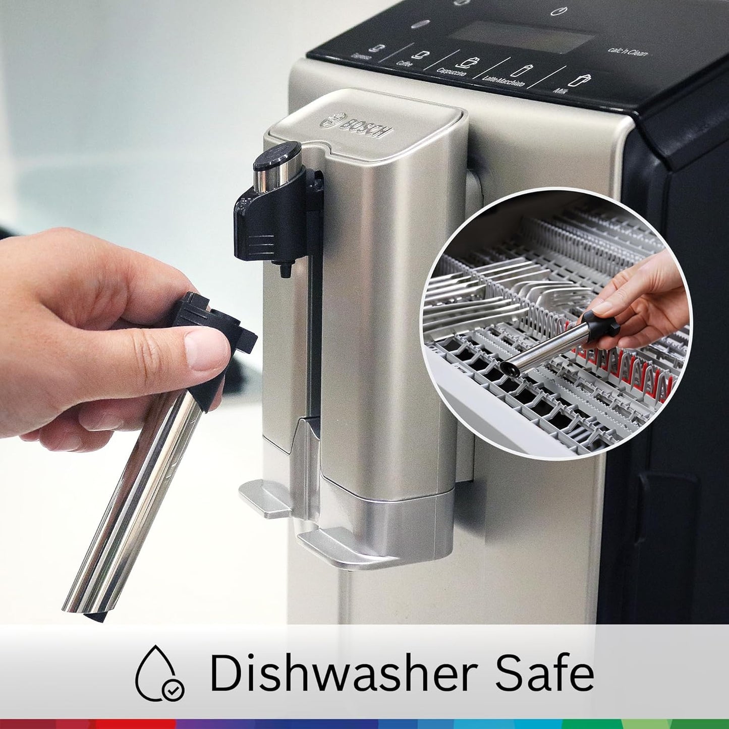 Bosch Fully Automatic Coffee and Espresso Machine - One-Touch Drinks, Barista Style, Double Cup Super Coffee Maker - Large Bean Capacity - Easy Clean, Maintenance - Black - TIU20307