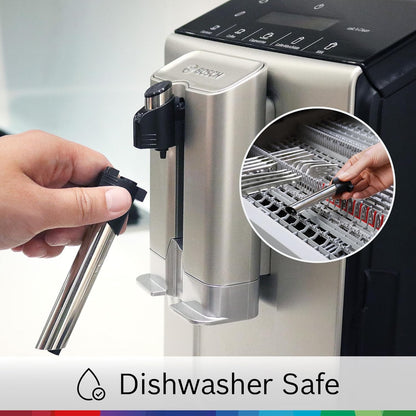 Bosch Fully Automatic Coffee and Espresso Machine - One-Touch Drinks, Barista Style, Double Cup Super Coffee Maker - Large Bean Capacity - Easy Clean, Maintenance - Black - TIU20307