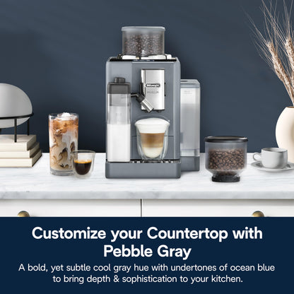 De'Longhi Rivelia Automatic Espresso Machine with Grinder & Milk Frother – All-in-One Coffee Maker, Hot & Iced Latte, Cappuccino, Bean Switch System, Burr Grinder, Compact Italian Design, Black