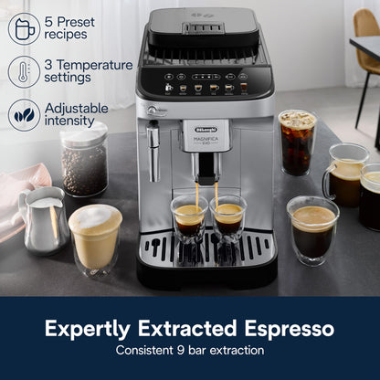 De'Longhi Magnifica Evo Automatic Espresso & Coffee Machine with Manual Milk Frother, Built-in Grinder & Auto-Clean Function - For Latte, Cappuccino, Americano, Iced Coffee, ECAM29043SB