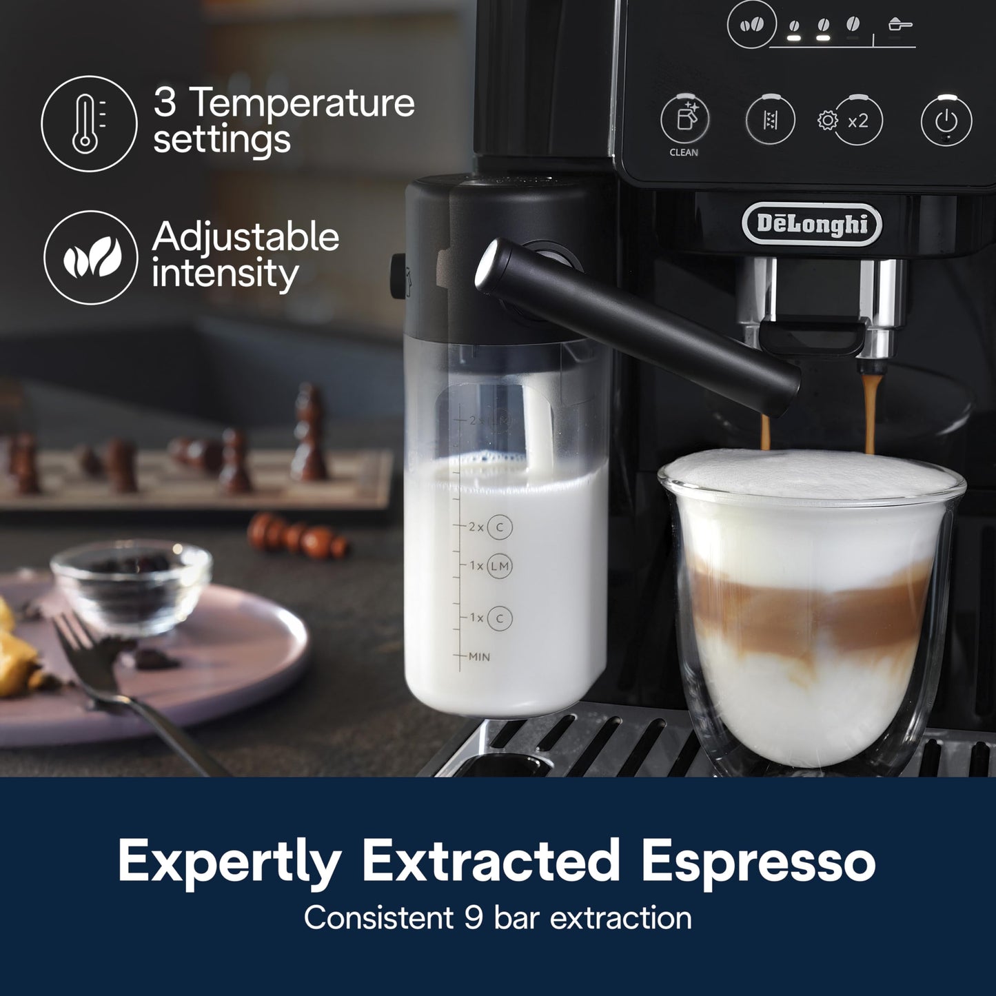 De'Longhi Magnifica Evo Automatic Espresso & Coffee Machine with Auto Milk Frother, Built-in Grinder & Auto-Clean Function - For Latte, Cappuccino, Americano, Iced Coffee, ECAM29084SB , Silver