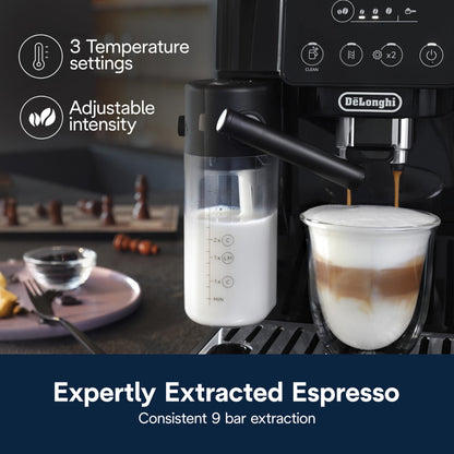 De'Longhi Magnifica Evo Automatic Espresso & Coffee Machine with Auto Milk Frother, Built-in Grinder & Auto-Clean Function - For Latte, Cappuccino, Americano, Iced Coffee, ECAM29084SB , Silver
