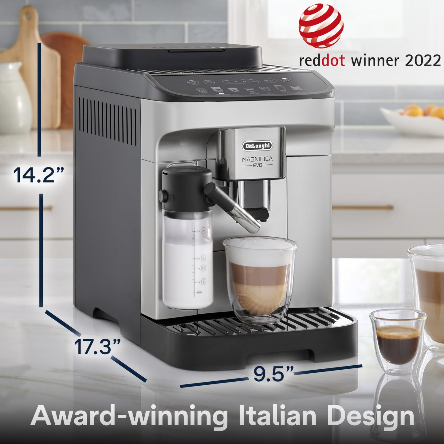 De'Longhi Magnifica Evo Automatic Espresso & Coffee Machine with Auto Milk Frother, Built-in Grinder & Auto-Clean Function - For Latte, Cappuccino, Americano, Iced Coffee, ECAM29084SB , Silver