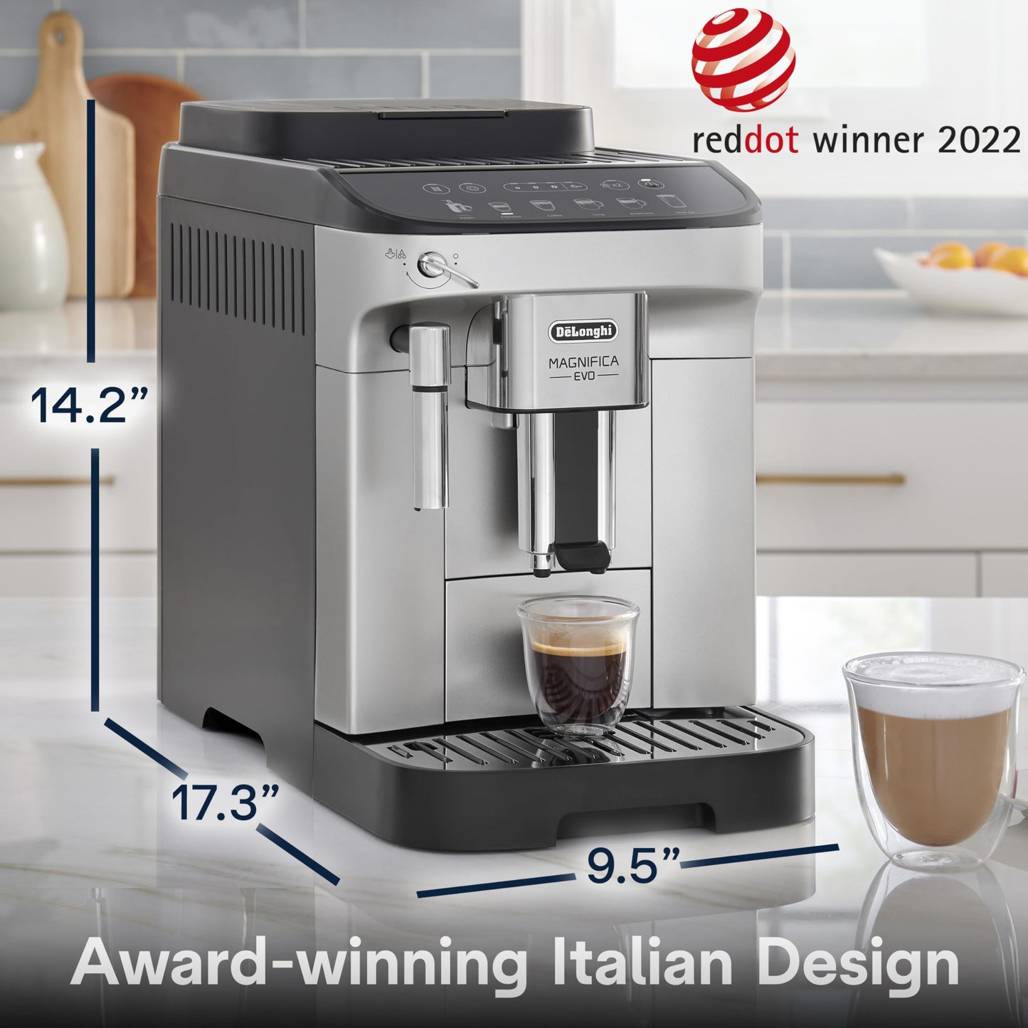 De'Longhi Magnifica Evo Automatic Espresso & Coffee Machine with Manual Milk Frother, Built-in Grinder & Auto-Clean Function - For Latte, Cappuccino, Americano, Iced Coffee, ECAM29043SB