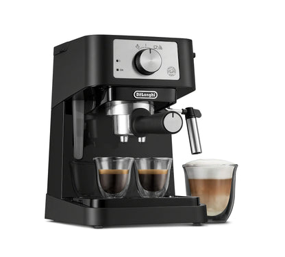 De'Longhi UPGRADED All-in-One Combination Coffee Maker & Espresso Machine + Advanced Adjustable Milk Frother for Cappuccino & Latte + Glass Coffee Pot 10-Cup, COM532M black