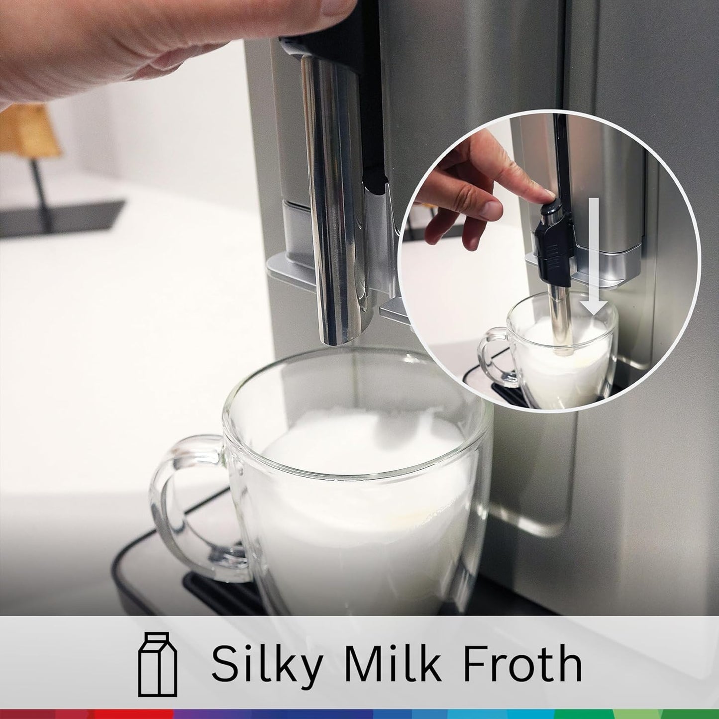 Bosch Fully Automatic Coffee and Espresso Machine - One-Touch Drinks, Barista Style, Double Cup Super Coffee Maker - Large Bean Capacity - Easy Clean, Maintenance - Black - TIU20307