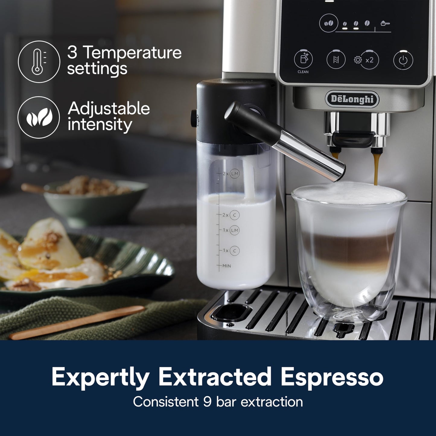 De'Longhi Magnifica Evo Automatic Espresso & Coffee Machine with Auto Milk Frother, Built-in Grinder & Auto-Clean Function - For Latte, Cappuccino, Americano, Iced Coffee, ECAM29084SB , Silver