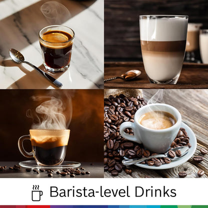 Bosch Fully Automatic Coffee and Espresso Machine - One-Touch Drinks, Barista Style, Double Cup Super Coffee Maker - Large Bean Capacity - Easy Clean, Maintenance - Black - TIU20307