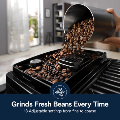 De'Longhi Magnifica Evo Automatic Espresso & Coffee Machine with Auto Milk Frother, Built-in Grinder & Auto-Clean Function - For Latte, Cappuccino, Americano, Iced Coffee, ECAM29084SB , Silver