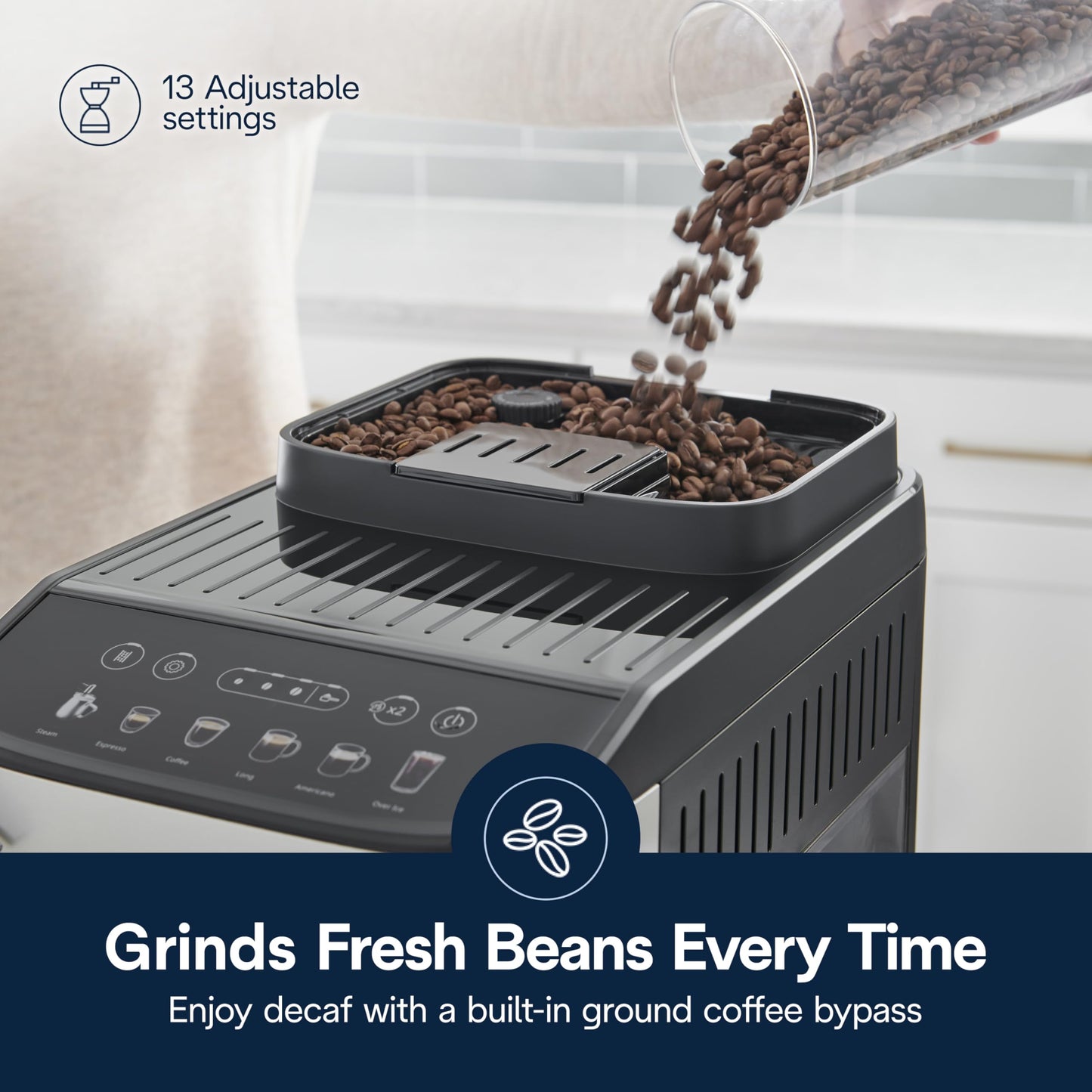 De'Longhi Magnifica Evo Automatic Espresso & Coffee Machine with Manual Milk Frother, Built-in Grinder & Auto-Clean Function - For Latte, Cappuccino, Americano, Iced Coffee, ECAM29043SB