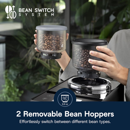 De'Longhi Rivelia Automatic Espresso Machine with Grinder & Milk Frother – All-in-One Coffee Maker, Hot & Iced Latte, Cappuccino, Bean Switch System, Burr Grinder, Compact Italian Design, Black