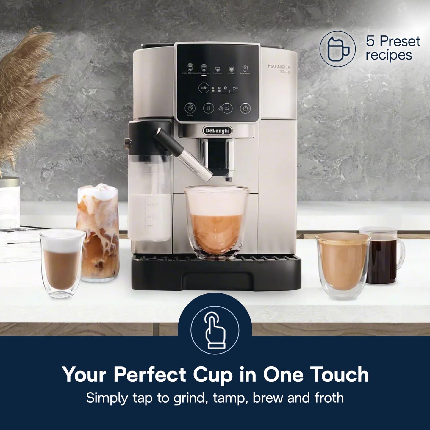 De'Longhi Magnifica Evo Automatic Espresso & Coffee Machine with Auto Milk Frother, Built-in Grinder & Auto-Clean Function - For Latte, Cappuccino, Americano, Iced Coffee, ECAM29084SB , Silver
