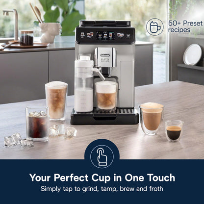 De'Longhi Eletta Explore Espresso Machine with Cold Brew, Hot & Cold Milk Frother - 50+ Recipes, Built in Grinder, Smartphone Compatible with Bean Adapt Technology for Ideal Extraction, 3.8 Pounds