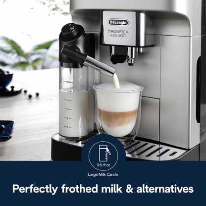 De'Longhi Magnifica Evo Automatic Espresso & Coffee Machine with Auto Milk Frother, Built-in Grinder & Auto-Clean Function - For Latte, Cappuccino, Americano, Iced Coffee, ECAM29084SB , Silver